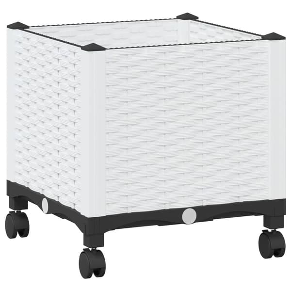 Trädgårdsplanterare med hjul Vit 40 x 40 x 48 cm PP