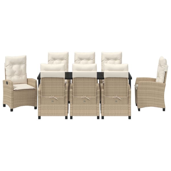 Trädgårdsmöbelset med kudde 9 pcs Beige konstrotting