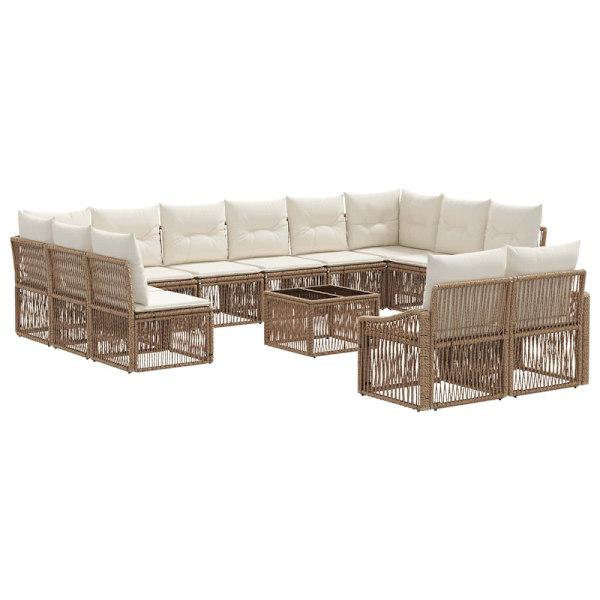 Trädgårdsoffset 13 pcs Beige konstrotting