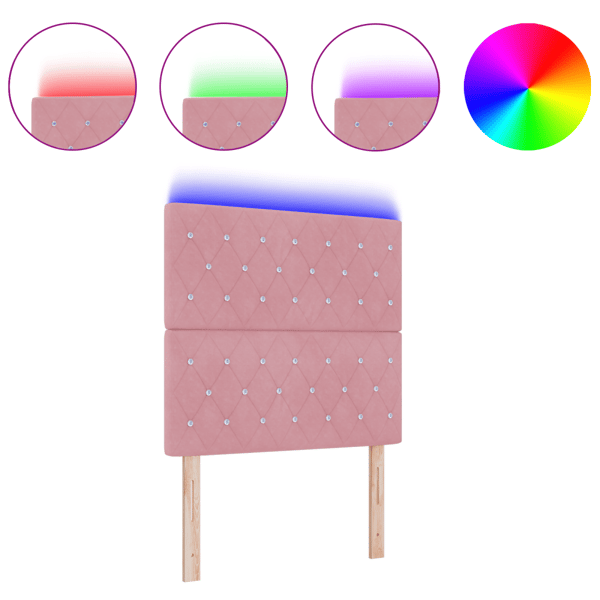 LED huvuddyna med LED-ljusslingor Rosa 100 cm Sammet