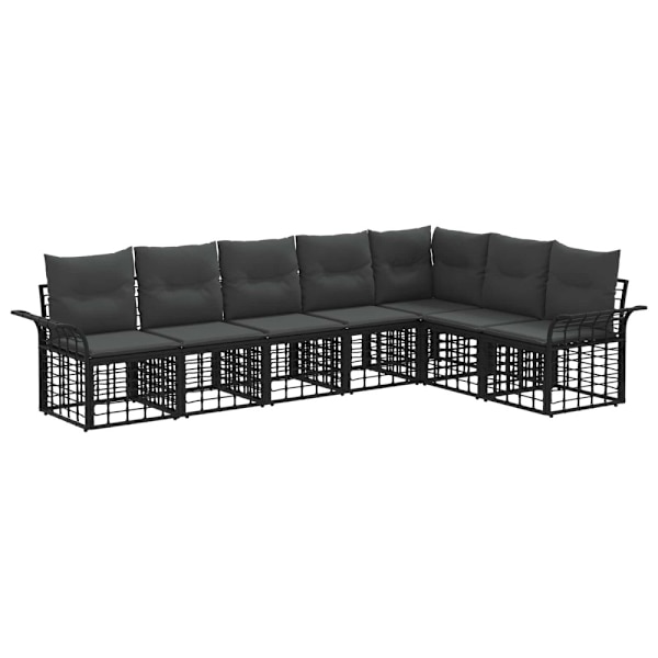 Utomhussoffset 7 pcs Svart och Mörkgrå Polyester