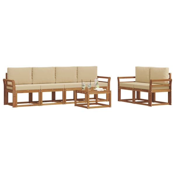 Utomhussoffset med kudde 7 pcs Naturlig och Beige