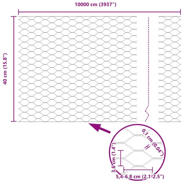 Hexagonstängsel Grå 0,4 x 100 m PVC