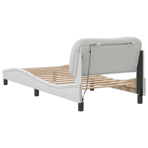 Bed Frame with LED without Mattress "Hvar" White 80x200 cm