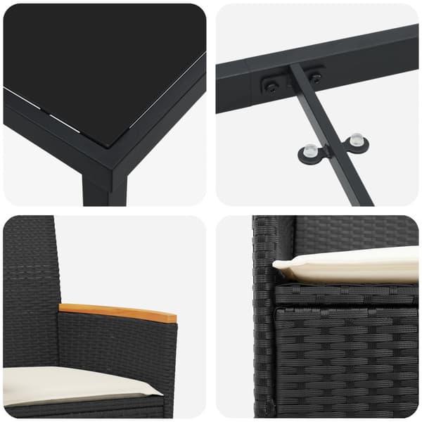 Trädgårdsmöbelset 5 pcs Svart konstrotting