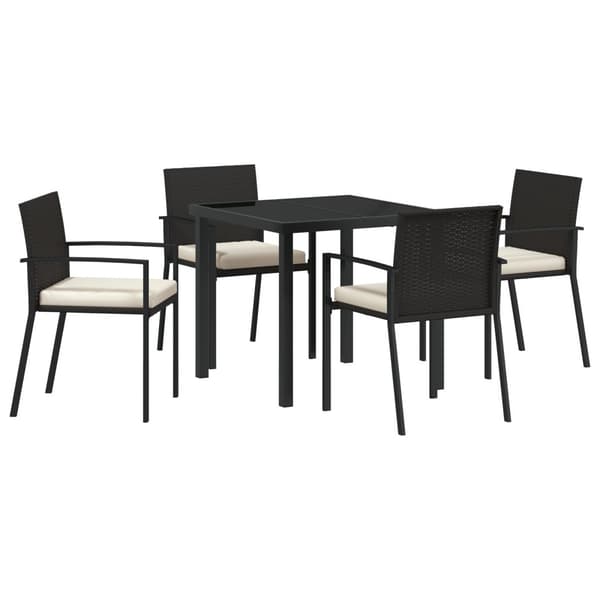 Trädgårdsmöbelset 5 pcs Svart Pulverlackerat stål