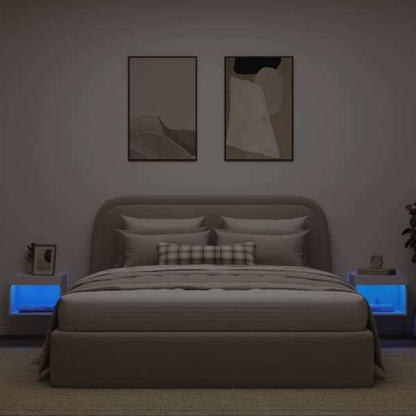Väggmonterade sängbord LED-lampor 2 st vit