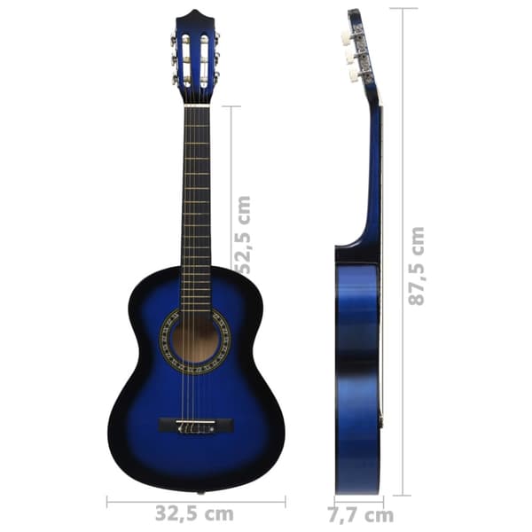 Klassisk gitarr för nybörjare 8 delar blå 1/2 34"