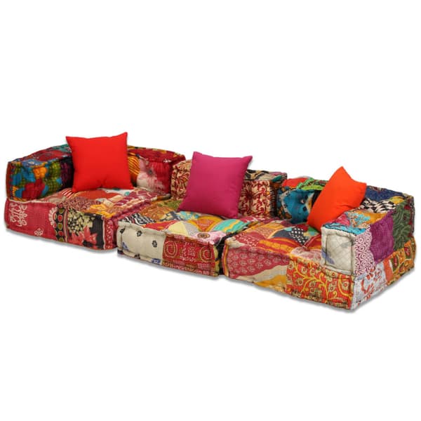 Modulpuff 3-sits lappad tyg