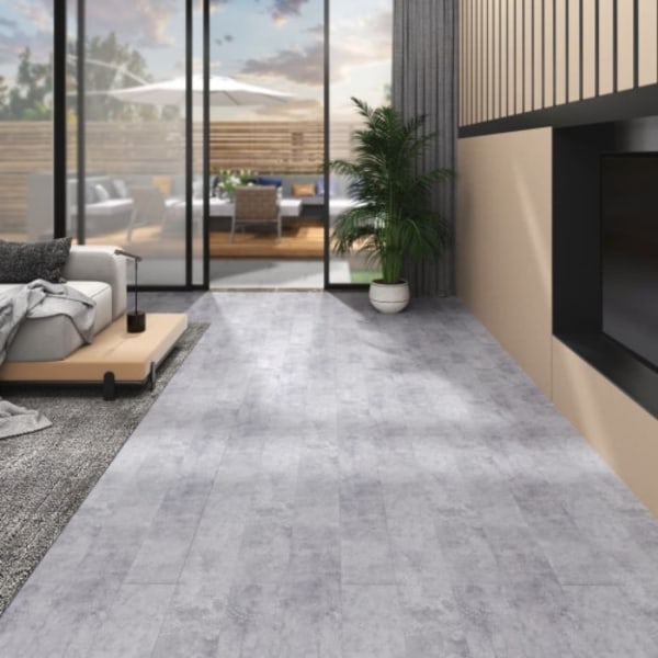 Golvbrädor PVC 4,46 m² 3 mm självhäftande cementgrå