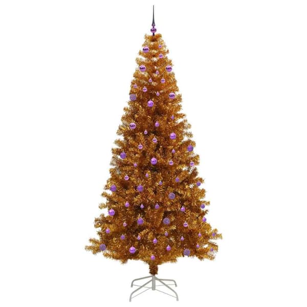 Julgran med LED-belysning Guld 240 cm PET och stål