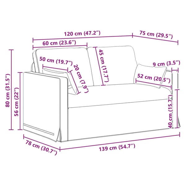Soffset 2 pcs Ljusgrå 139 x 78 x 80 cm tyg