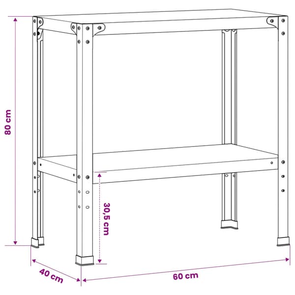 Planteringsbord 60 x 40 x 80 cm Galvaniserat stål Silver