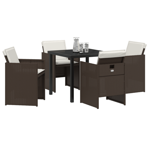 Trädgårdsmöbelset 5 pcs Brun konstrotting
