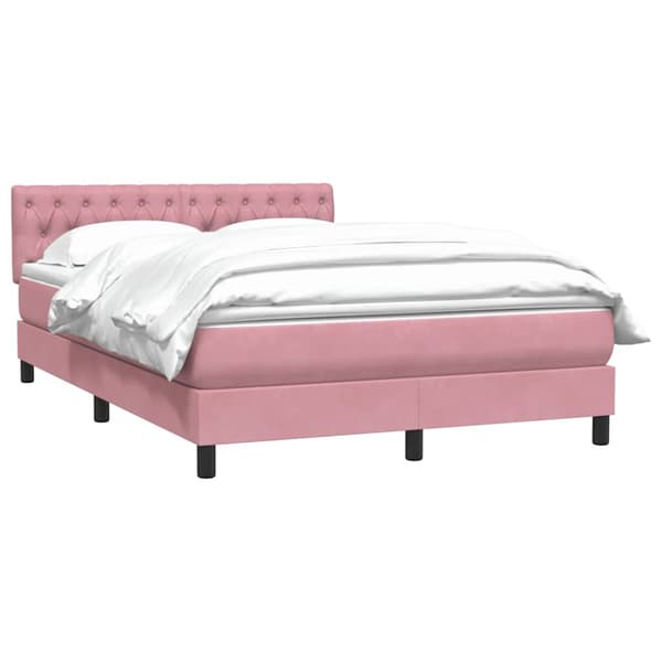Ramsäng med madrass rosa 160x210 cm sammet