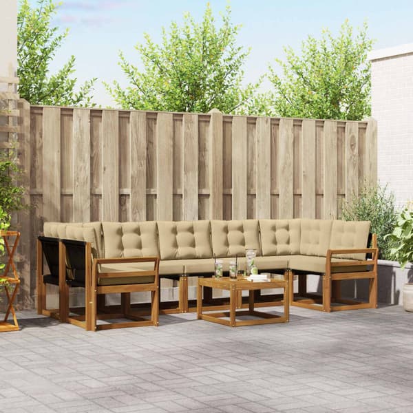 Utomhussoffset med kudde 8 pcs Naturlig och Beige