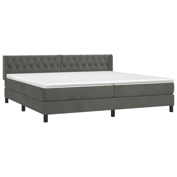 Ramsäng med madrass mörkgrå 200x200 cm sammet