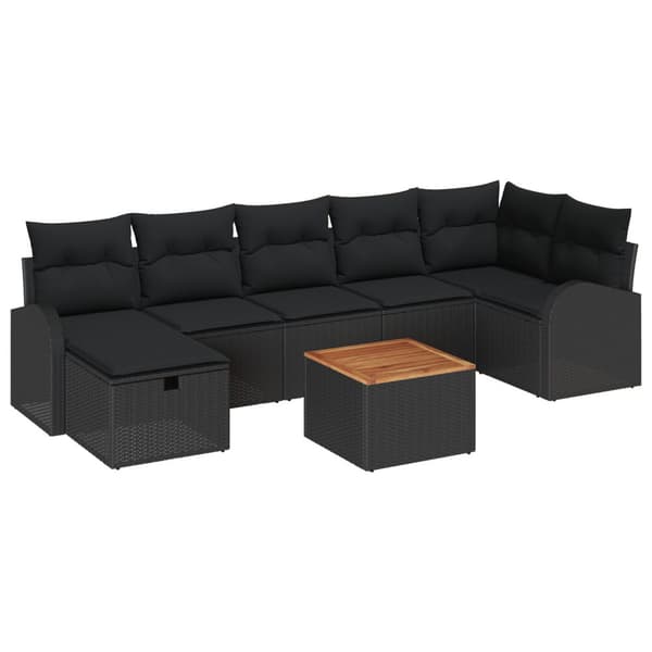 Trädgårdsoffset 8 st Svart Poly rattan