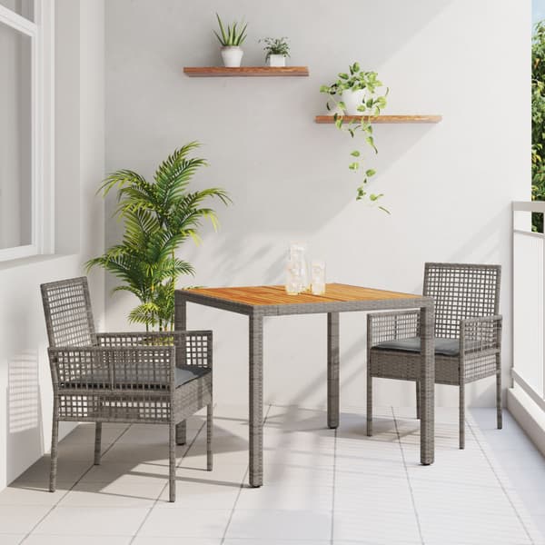 Trädgårdsmöbelset 3 pcs Grå konstrotting