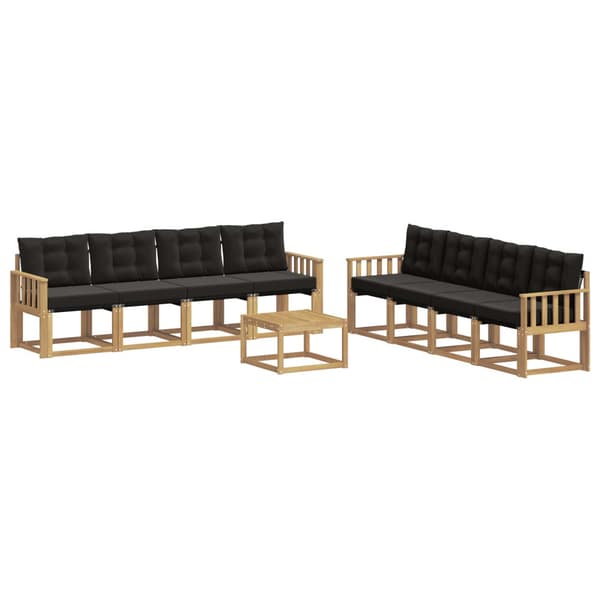 Utomhussoffset med kudde 9 pcs Vit och svart
