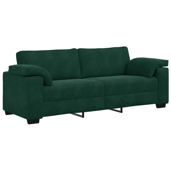 3-sitssoffa mörkgrön 220x77x82 cm sammet