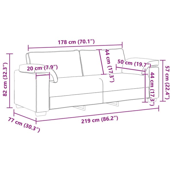 3-Sits soffa Ljusgrå 220 cm tyg