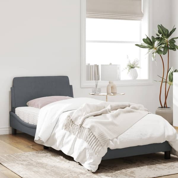 Bed Frame "Dover" Dark Grey 90x190 cm Velvet