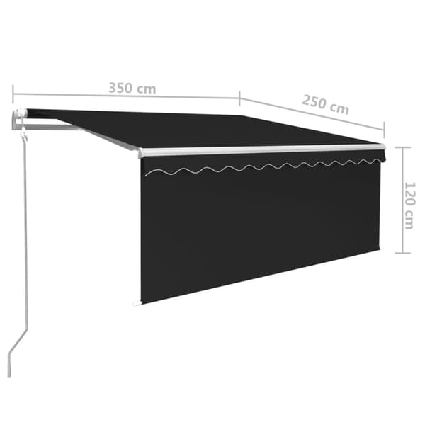 Automatisk markis vindsensor rullgardin LED 3,5x2,5m antracit