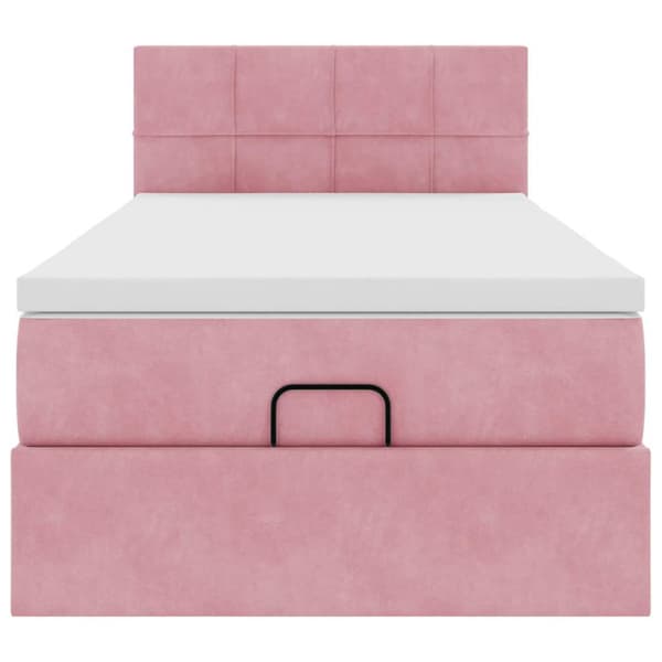 Ottoman sängram med madrass rosa 90x200 cm sammet