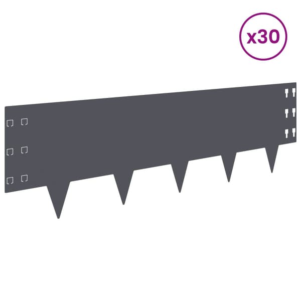 Kant för gräsmatta 30 pcs 100 x 30 cm Stål Antracit