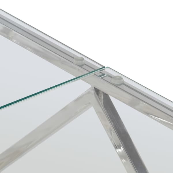 Soffbord silver rostfritt stål och härdat glas