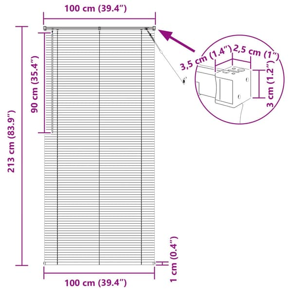 Persienn Vit 213 x 100 cm PVC