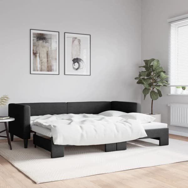 Dagbädd utdragbar svart 80x200 cm tyg