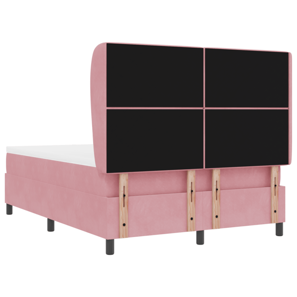 Bäddfjäder med huvudgavel Rosa 190 x 140 cm Sammet