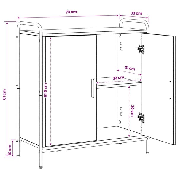 Sideboard Rökt ek 97 x 33 x 81 cm Konstruerat trä