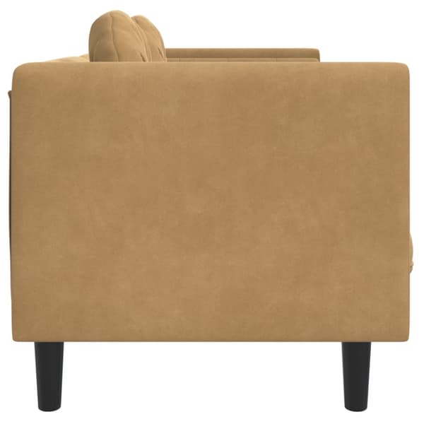 Soffa med kuddar 2-sits brun konstmocka