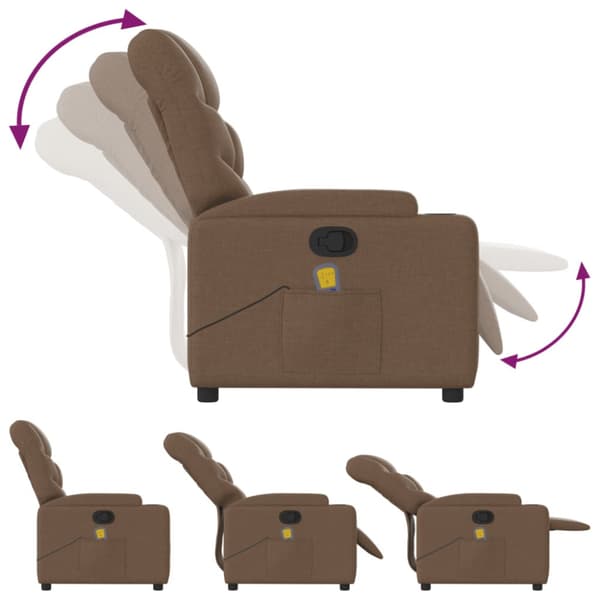 Massagefåtölj brun tyg