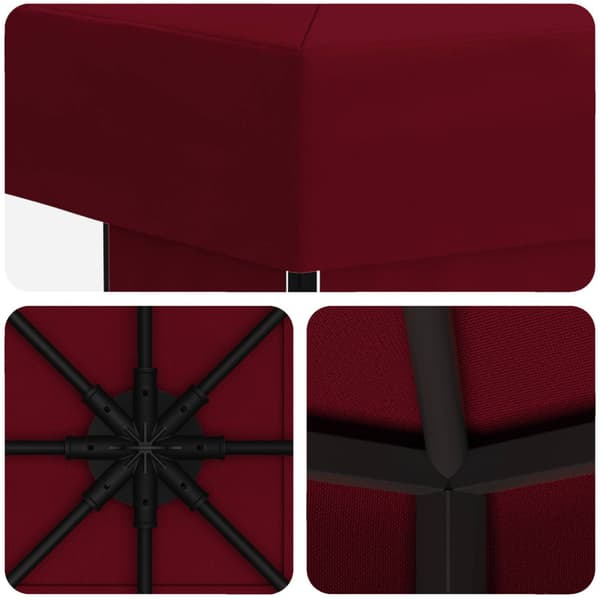 Paviljong 3 x 3 m Vinröd Polyester och Stål 190