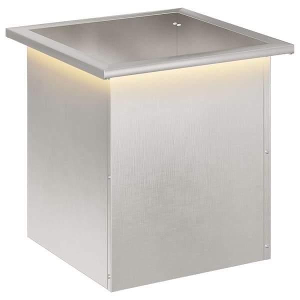 Odlingslåda med LED Silver 40 x 40 x 40 cm Rostfritt stål
