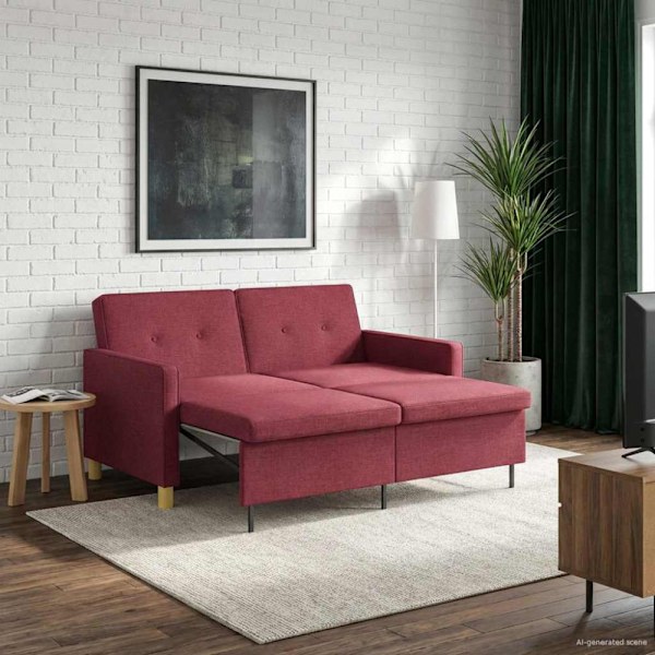 Pull Out Sofa Bed Vinröd Tyg