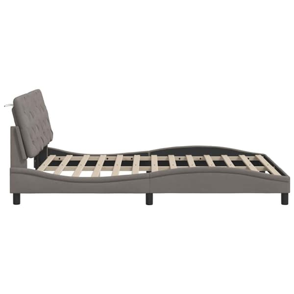 Bed Frame with LED without Mattress Taupe 120x200 cm Fabric