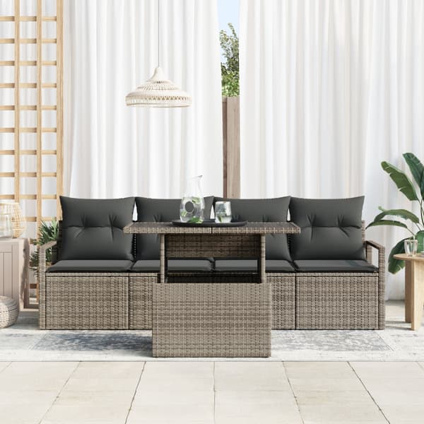 Trädgårdsoffset med lagring 5 pcs Grå Poly rattan