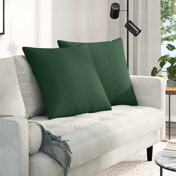 Sofakuddar 2 pcs Mörkgrön 80 x 80 cm Kordread tyg