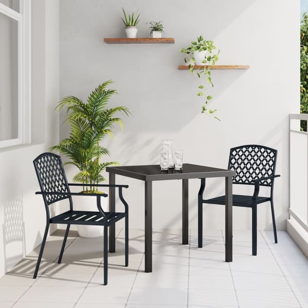 Trädgårdsmöbelset 3 pcs Antracit Pulverlackerat stål