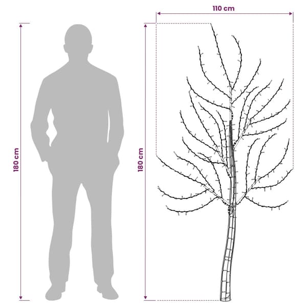 LED-julgran för vägg 180 cm 200 LED-lampor Mångfärgad Stål