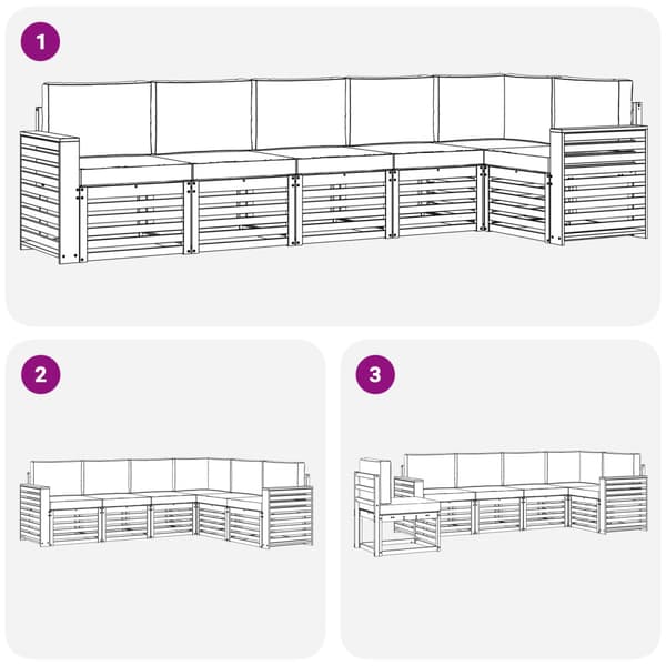 Utomhussoffset 6 pcs Vit och grädde 310 x 132,5 x 73 cm