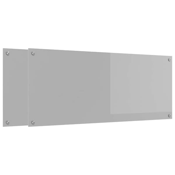Köksskydd 2 pcs Ljusgrå 120 x 50 cm härdat glas