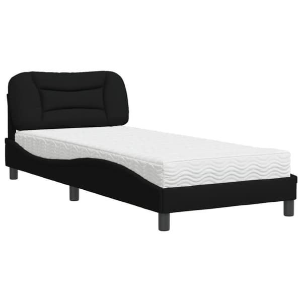 Bed with Mattress "Hvar" Black 90x190 cm Fabric