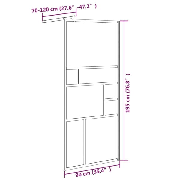 Duschvägg 90x195 cm ESG-glas vit