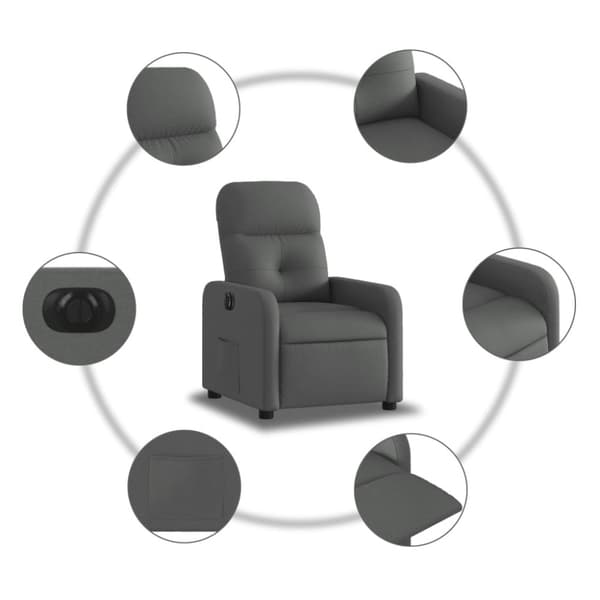 Elektrisk reclinerfåtölj mörkgrå tyg